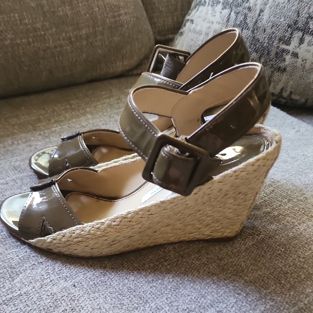Diane Von Furstenberg Brown Wedge Sandals with Ankle Strap
